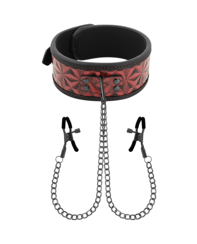 BEGME RED EDITION COLLAR CON CADENAS Y PINZAS PEZONES CON FORRO DE NEOPRENO