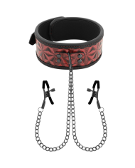 BEGME RED EDITION COLLAR CON CADENAS Y PINZAS PEZONES CON FORRO DE NEOPRENO