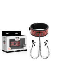 BEGME RED EDITION COLLAR CON CADENAS Y PINZAS PEZONES CON FORRO DE NEOPRENO