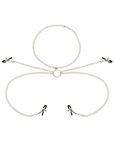 OHMAMA FETISH 4 PINZAS PEZONES CON COLLAR DE CADENAS