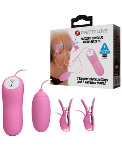 PRETTY LOVE PINZAS CON VIBRACION Y ELETROSHOCK ROSA
