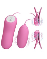 PRETTY LOVE PINZAS CON VIBRACION Y ELETROSHOCK ROSA