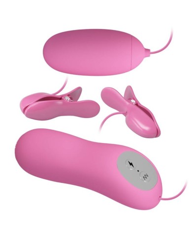 PRETTY LOVE PINZAS CON VIBRACION Y ELETROSHOCK ROSA