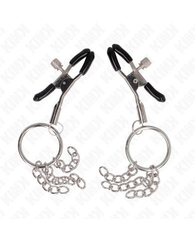KINK PINZAS PARA PEZONES CON ARO Y PEQUENAS CADENAS PLATEADO 6 CM