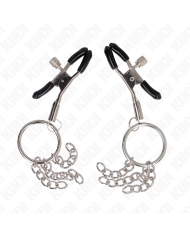 KINK PINZAS PARA PEZONES CON ARO Y PEQUENAS CADENAS PLATEADO 6 CM