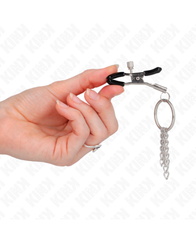 KINK PINZAS PARA PEZONES CON ARO Y PEQUENAS CADENAS PLATEADO 6 CM