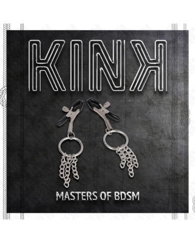 KINK PINZAS PARA PEZONES CON ARO Y PEQUENAS CADENAS PLATEADO 6 CM