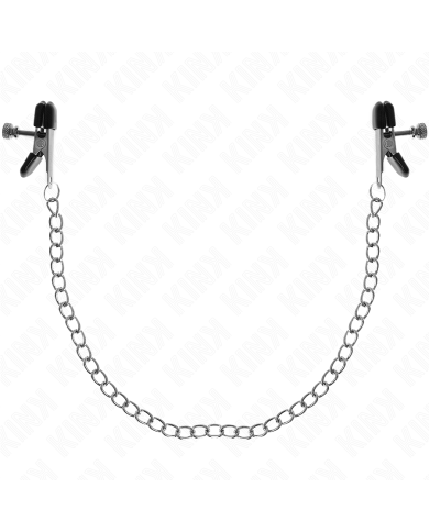 KINK PINZAS PARA PEZONES PLANAS NEGRO CON CADENA PLATEADO 34 CM
