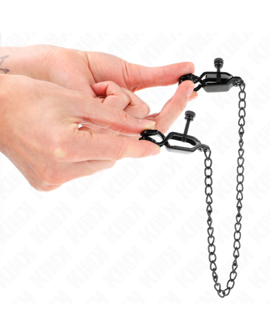 KINK PINZAS PARA PEZONES PLANAS NEGRO CON CADENA NEGRO 30 CM