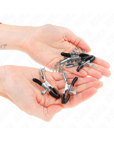 KINK PINZAS PARA PEZONES Y CLITORIS 4 ENGANCHES AJUSTABLE PLATEADO