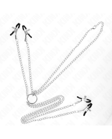 KINK PINZAS PARA PEZONES Y CLITORIS 4 ENGANCHES AJUSTABLE PLATEADO