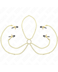 KINK PINZAS PARA PEZONES Y CLITORIS 4 ENGANCHES AJUSTABLE DORADO