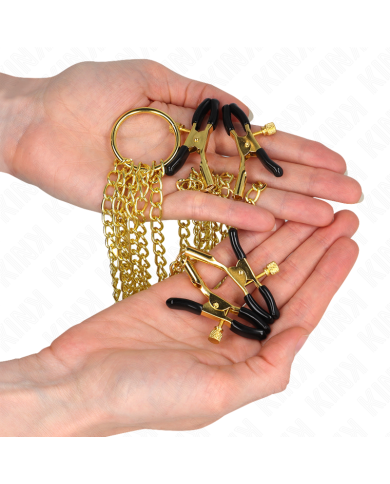 KINK PINZAS PARA PEZONES Y CLITORIS 4 ENGANCHES AJUSTABLE DORADO