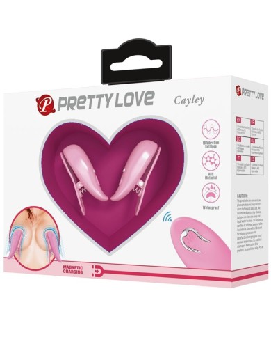 PRETTY LOVE CAILEY PINZAS PARA PEZONES 10 VIBRACIONES CONTROL REMOTO ROSA
