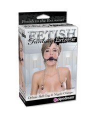 FETISH FANTASY EXTREME MORDAZA DELUXE CON PINZAS PEZONES CON CADENAS
