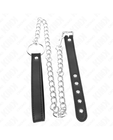 KINK ANILLO PENE CUERO 215 X 2 CM CON CADENA METAL 60 CM Y CORREA DE CUERO