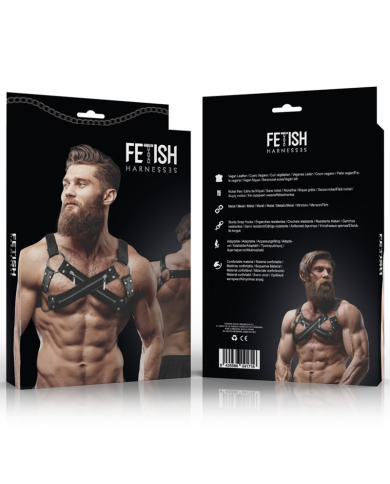 FETISH SUBMISSIVE ATTITUDE ARNES BULLDOG AJUSTABLE NEOPRENO PECHO CRUZADO CON CREMALLERAS HOMBRE