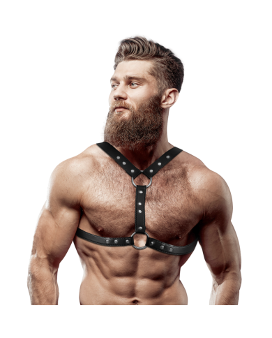 FETISH SUBMISSIVE ATTITUDE ARNES ECOPIEL PECHO CON DOBLE SUJECION Y TACHUELAS HOMBRE