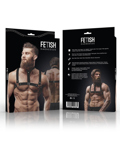 FETISH SUBMISSIVE ATTITUDE ARNES AJUSTABLE ECOPIEL PECHO CON COLLAR HOMBRE