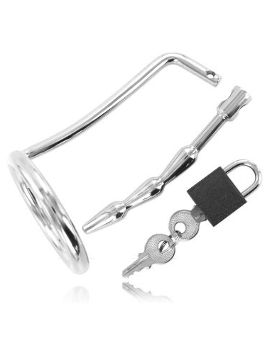 METAL HARD ANILLO TESTICULOS CON PLUG URETRA CASTIDAD