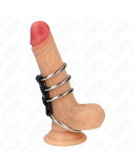KINK 4 ANILLOS PENE METAL 37 CM A 5 CM CONECTADOS POR CUERO