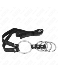 KINK 4 ANILLOS PENE METAL CONECTADOS 38 CM A 5 CM CON CINTURON DE POLIPIEL 112 CM
