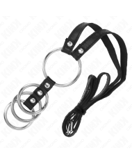 KINK 4 ANILLOS PENE METAL CONECTADOS 38 CM A 5 CM CON CINTURON DE POLIPIEL 112 CM