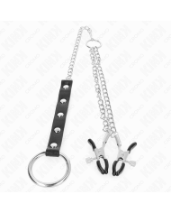 KINK ANILLO PENE METAL CON CADENA Y PINZAS PARA PEZONES AJUSTABLE