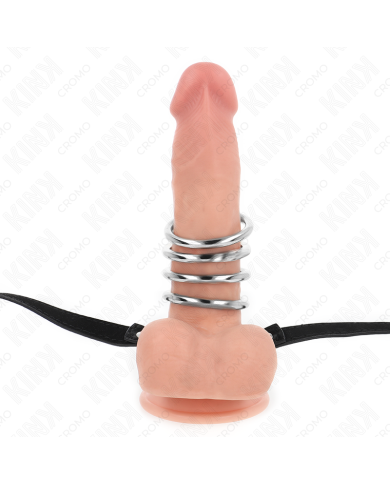 KINK 5 ANILLOS PENE 38 CM A 5 CM METAL CON CINTURON POLIPIEL 112 CM