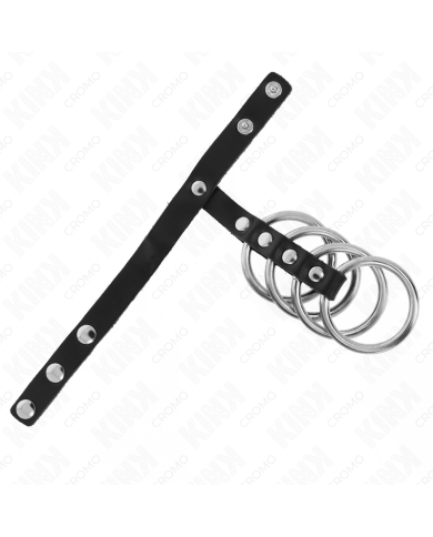 KINK 4 ANILLOS PENE METAL 38 CM CONECTADOS CON CORREA DE CUERO 22 X 15 CM Y CIERRE A PRESION