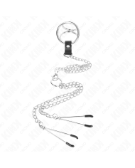 KINK ANILLO PENE TRIPLE METAL CROMADO 38 CM A 5 CM CADENA METAL 26 CM Y PINZAS PARA PEZONES MODELO 2