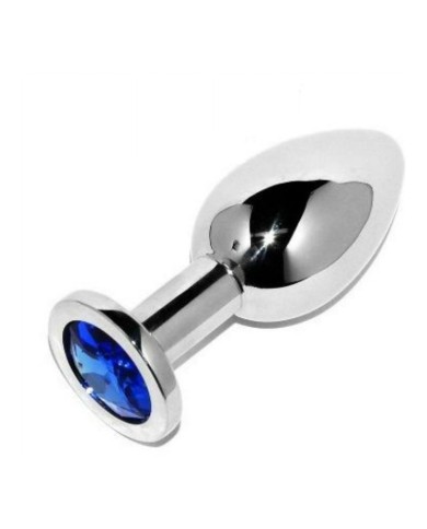 METAL HARD ANAL PLUG DIAMOND BLUE SMALL 571CM
