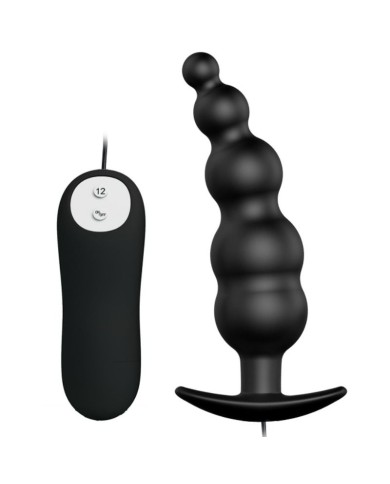 PRETTY LOVE PLUG ANAL SILICONA ESTIMULACION EXTRA Y 12 MODOS VIBRACION NEGRO CONTROL REMOTO