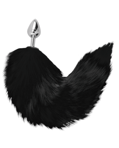 DARKNESS PLUG ANAL SILVER 8 CM CON COLA NEGRO