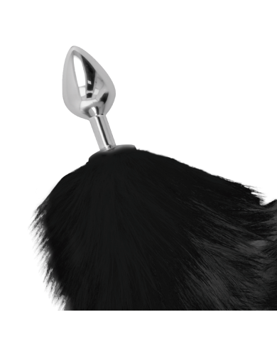 DARKNESS PLUG ANAL SILVER 8 CM CON COLA NEGRO