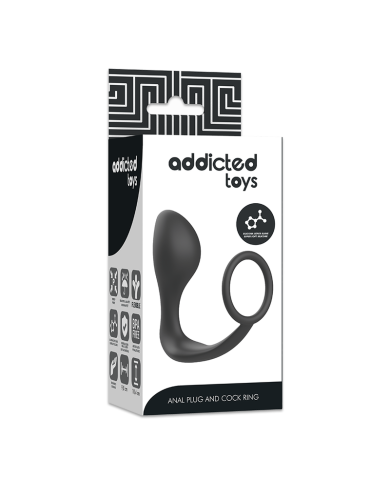 ADDICTED TOYS PLUG ANAL CON ANILLO SILICONA NEGRO