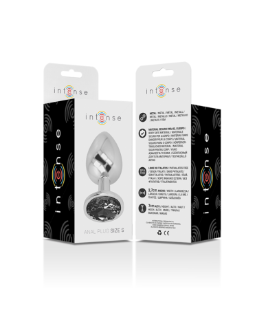 INTENSE PLUG ANAL METAL ALUMINIO CON CRISTAL NEGRO TALLA S