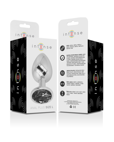 INTENSE PLUG ANAL METAL ALUMINIO CON CRISTAL NEGRO TALLA L