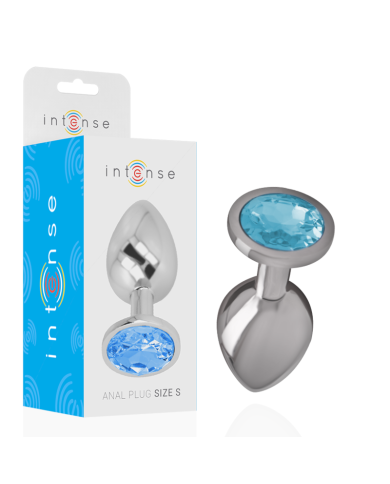 INTENSE PLUG ANAL METAL ALUMINIO CON CRISTAL AZUL TALLA S