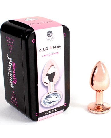 SECRETPLAY METAL BUTT PLUG ORO ROSA TALLA S 7 CM