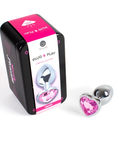 SECRETPLAY METAL BUTT PLUG CORAZON FUCSIA TALLA S 7 CM