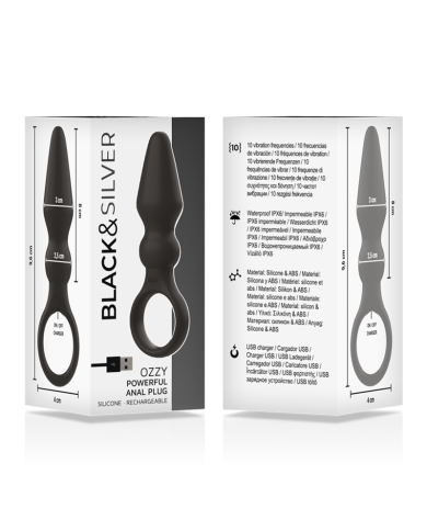 BLACKSILVER OZZY POTENTE VIBRADOR PLUG ANAL SILICONA