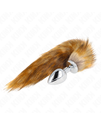 KINK PLUG ANAL TALLA L 10 X 4 CM CON COLA SINTETICA 40 CM MARRON