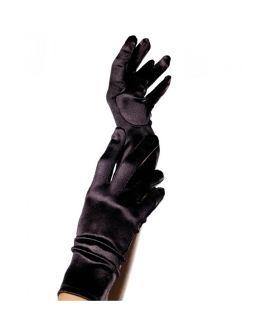 LEG AVENUE GUANTES SATIN NEGRO