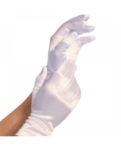 LEG AVENUE GUANTES SATIN BLANCO