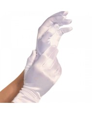 LEG AVENUE GUANTES SATIN BLANCO