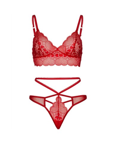 LEG AVENUE SET 2 PIEZAS CON TANGA DOBLE TIRANTA M L ROJO