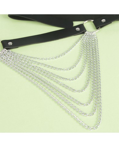 SUBBLIME CINTURON DE CADENAS CUERO NEGRO TALLA UNICA