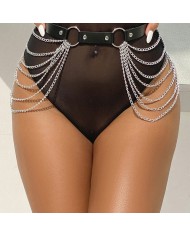 SUBBLIME CINTURON DE CADENAS CUERO NEGRO TALLA UNICA