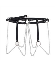 SUBBLIME CINTURON DE CADENAS ANILLAS CUERO NEGRO TALLA UNICA